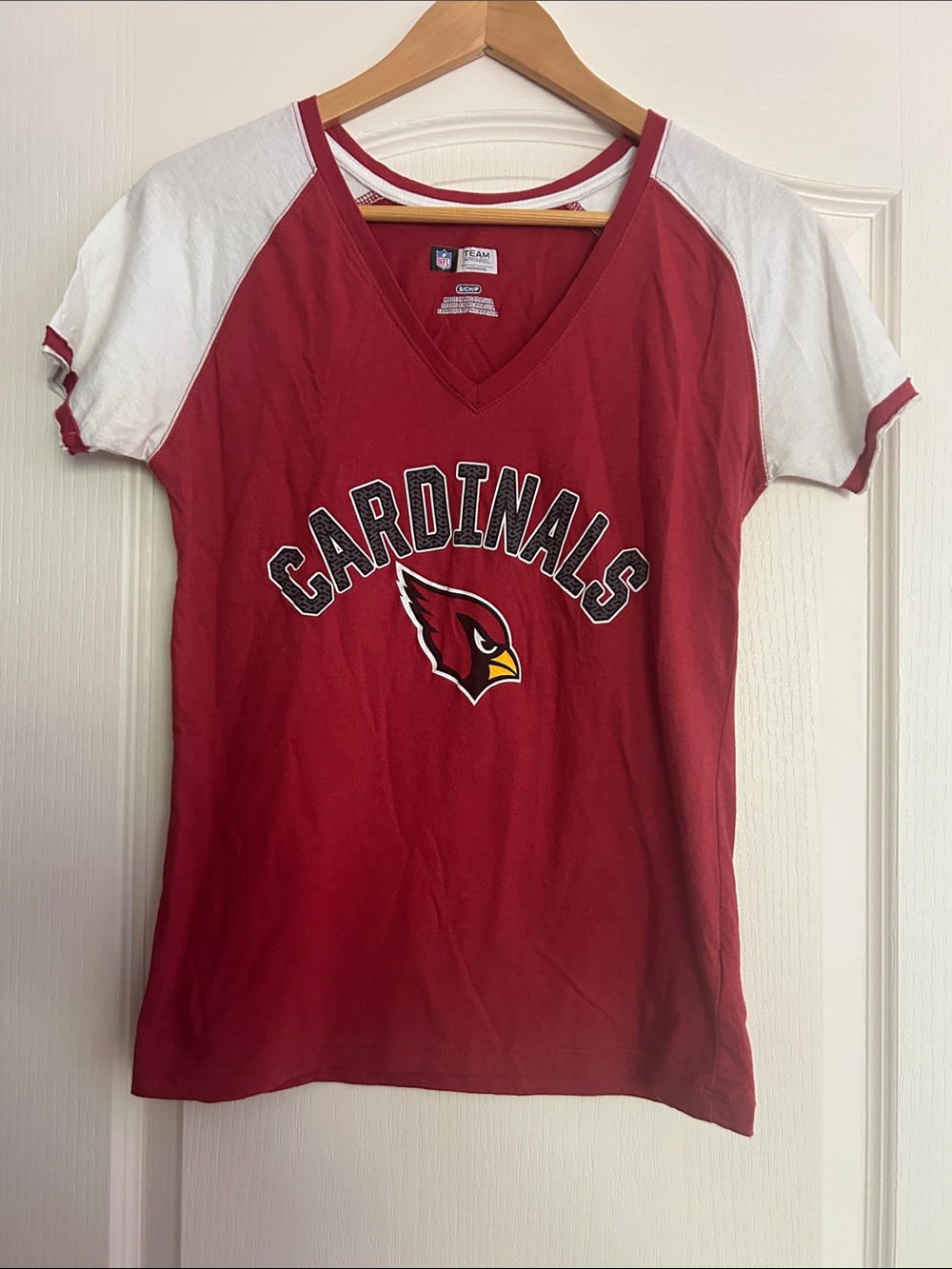 NFL AZ Cardinals Women's Team Apparel Red V-Neck with White Trim